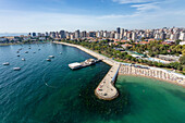 Aerial view of beach and park in Caddebostan district on the Marmara Sea coast of the Asian side of Istanbul,Turkey