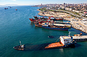 Aerial view of sunken ship in Kartal district on the Marmara Sea coast of the Asian side of Istanbul,Turkey