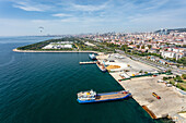 Aerial view of park in Maltepe district on the Marmara Sea coast of the Asian side of Istanbul,Turkey
