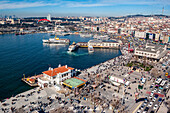 Aerial view of Kadikoy district on the Marmara Sea coast of the Asian side of Istanbul,Turkey