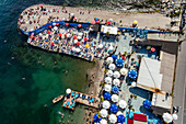 Aerial view of beach in Caddebostan district on the Marmara Sea coast of the Asian side of Istanbul,Turkey