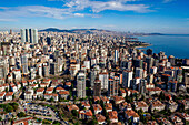 Aerial view of high-rise buildings in Fenerbahce district on the Marmara Sea coast of the Asian side of Istanbul,Turkey