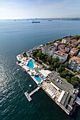 Aerial view of Moda district on the Marmara Sea coast of the Asian side of Istanbul,Turkey