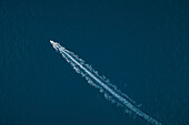 Aerial view of a fast boat in Positano,Naples,Italy