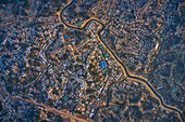 Aerial view of a huge refugee camp with makeshift houses near Myanmar border,Kutupalong Rohingya camp near Ukhia town,Bangladesh