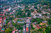 Aerial view of Kandy,a small town at sunset in Sri Lanka