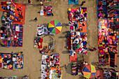 Aerial view of people working and trading at Rahman market along Karnaphuli river,Chittagong,Bangladesh