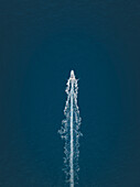 Aerial view of a fast boat in Positano,Naples,Italy