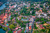 Aerial view of Kandy,a small town at sunset in Sri Lanka