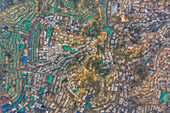 Aerial view of a huge refugee camp with makeshift houses near Myanmar border,Kutupalong Rohingya camp near Ukhia town,Bangladesh