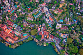 Aerial view of a residential district in Kandy,a small town along the lake in Sri Lanka