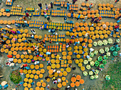 Aerial view of a local food market in Dhaka,Bangladesh