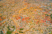 Aerial view of 1 million strong refugee camp with makeshift houses near Myanmar border,Kutupalong Rohingya camp near Ukhia town,Bangladesh