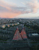 Aerial view of De Piramide buildings,Amsterdam,Netherlands