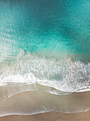 Aerial view of an empty beach,Cooloola Aera,Queensland,Australia. Top down perspective