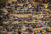Aerial view of people working and trading at Rahman market along Karnaphuli river,Chittagong,Bangladesh