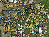 Aerial view of a local food market in Dhaka,Bangladesh