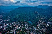 Aerial view of Kandy,a small town at sunset in Sri Lanka