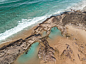 Aerial view of a person standing in the Champagne Pools,Fraser Island,Australia