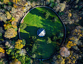 Aerial view of beautiful forest landscape,Gosford Estate,East Lothian,Scotland