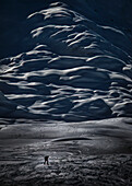Aerial view of snowy French Alps with glacier Mer de glace,Chamonix,France