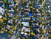 Aerial view of beautiful residential neighborhood with organized houses and lush trees,Templestowe Lower,Australia
