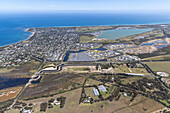 Aerial view of beautiful coastal town with residential areas and ocean,Point Lonsdale,Australia