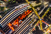 Aerial View Of Howrah Railway Station at night in Kolkata,West Bengal,India