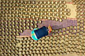 Aerial view of people working in a clay pot factory in Bogura,Bangladesh