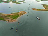 Aerial view of fruits on the boat in Kaptai Lake,Rangamati,Bangladesh