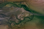 Aerial view of abstract tidal patterns in serene coastal landscape,Forres,United Kingdom