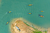 Aerial view of fruits on the boat in Kaptai Lake,Rangamati,Bangladesh