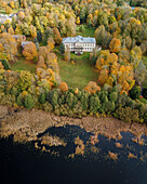 Aerial view of abandoned manor in Plinkšiai,Lithuania