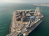 Aerial view of Blue Waters Island in construction in Dubai,United Arab Emirates