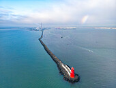 Aerial View of Poolbeg Lighthouse,S Wall,Poolbeg,Dublin,Ireland