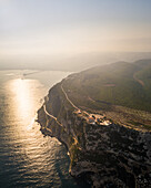 Aerial view of Mar Semaan church on the edge of the cliff in Batroun in Lebanon