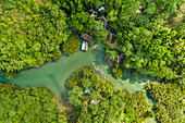 Aerial view of traditional fishing boats in Bojo River,Aloguinsan,Philippines
