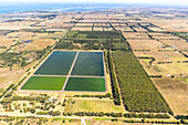 Aerial view of artificial lakes in Saint Leonard countryside,Victoria,Australia
