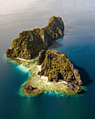 Aerial view of karst island and remote beach in archipelago of El Nido,the Philippines