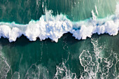 Aerial view of crashing waves along the coastal shoreline,Western Cape,South Africa