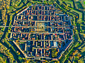 Luftaufnahme der befestigten Stadt Neuf Brisach, Elsass, Frankreich