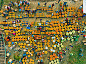 Aerial view of a local food market in Dhaka,Bangladesh