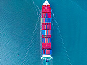 Aerial View of Container Ship,Muir Éireann,Dublin,Ireland