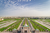 Aerial view of long road and cityscape in University City,Sharjah,UAE