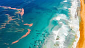 Aerial view of ocean waves in Bass Strait,Airneys Inlet,Victoria,Australia
