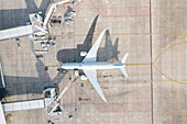 Canelones,Uruguay - 06 June 2023: Aerial view of Aeropuerto de Carrasco with airplanes on the runway and tarmac,Canelones,Uruguay
