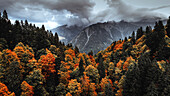 Aerial view of a fall landscape along the Klausenpass,Switzerland