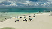 Aerial view of lunch on the reef flats at low tide within the St Francopis lagoon,Seychelles