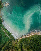 Aerial view of Blackmore beach,Cornwall,United Kingdom