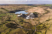 Luftaufnahme einer stillgelegten Tongrube,Glynn Valley China clay Works,Bodmin Moor,Cardinham,Cornwall,UK